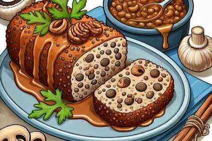 Secondo piatto vegano per il menù di Natale: Arrosto di Lenticchie e Noci con Salsa ai Funghi