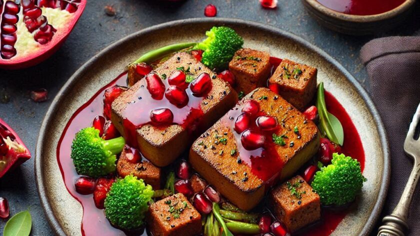 Secondo piatto vegano per Capodanno: Seitan Brasato con Salsa al Melograno