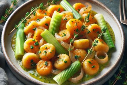 Gnocchi di Patate Dolci con Salsa al Porro e Timo