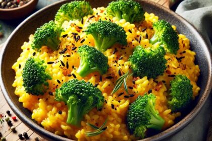 Primo Piatto Vegano per il menù di Natale: Risotto allo Zafferano con Broccoli Croccanti