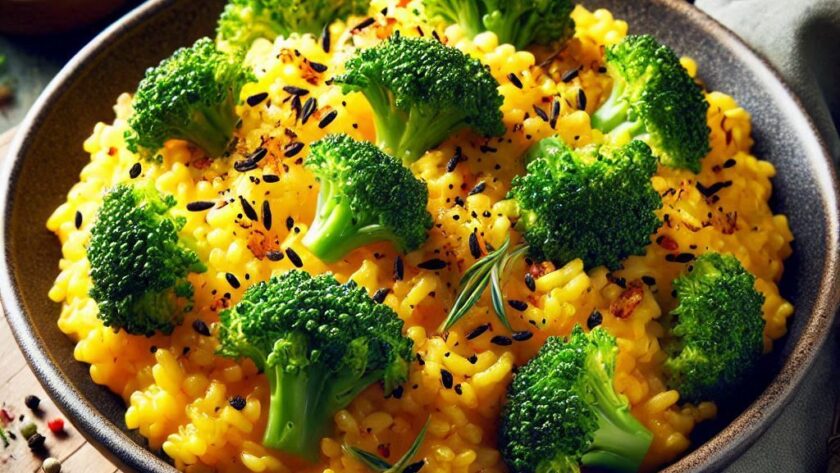 Primo Piatto Vegano per il menù di Natale: Risotto allo Zafferano con Broccoli Croccanti