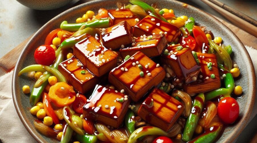 Tempeh Glassato con Salsa Teriyaki e Verdure Croccanti: un secondo piatto vegano per l'Anno del Serpente di Legno